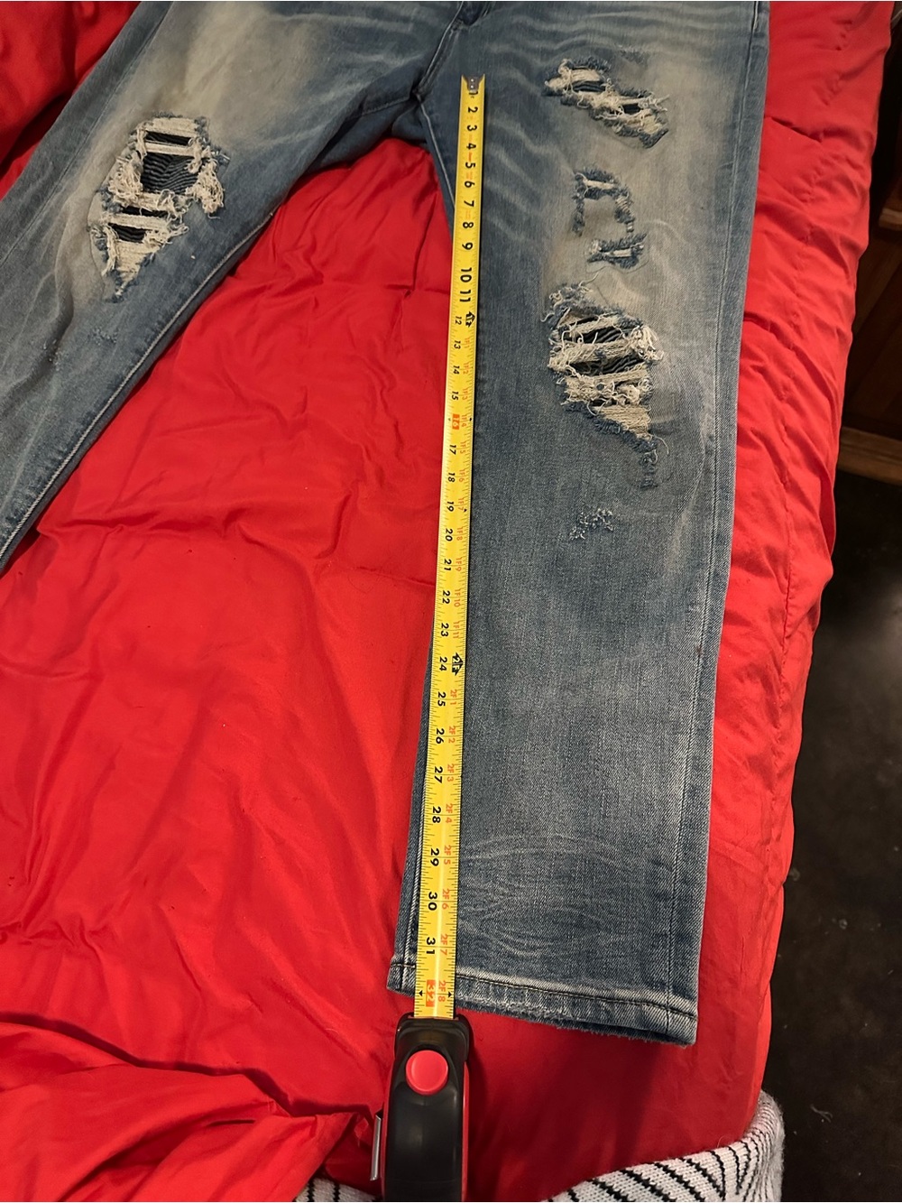 Distressed Light Blue Men’s Ripped Jeans - Picture 10 of 14